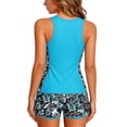 thumbnail image 4 of Women Swimsuits Two Piece Tankini Swimwear Floral Print Swim Tank Top with Shorts Modest Beach Vacation Swimming Suit Cyan XL, 4 of 4