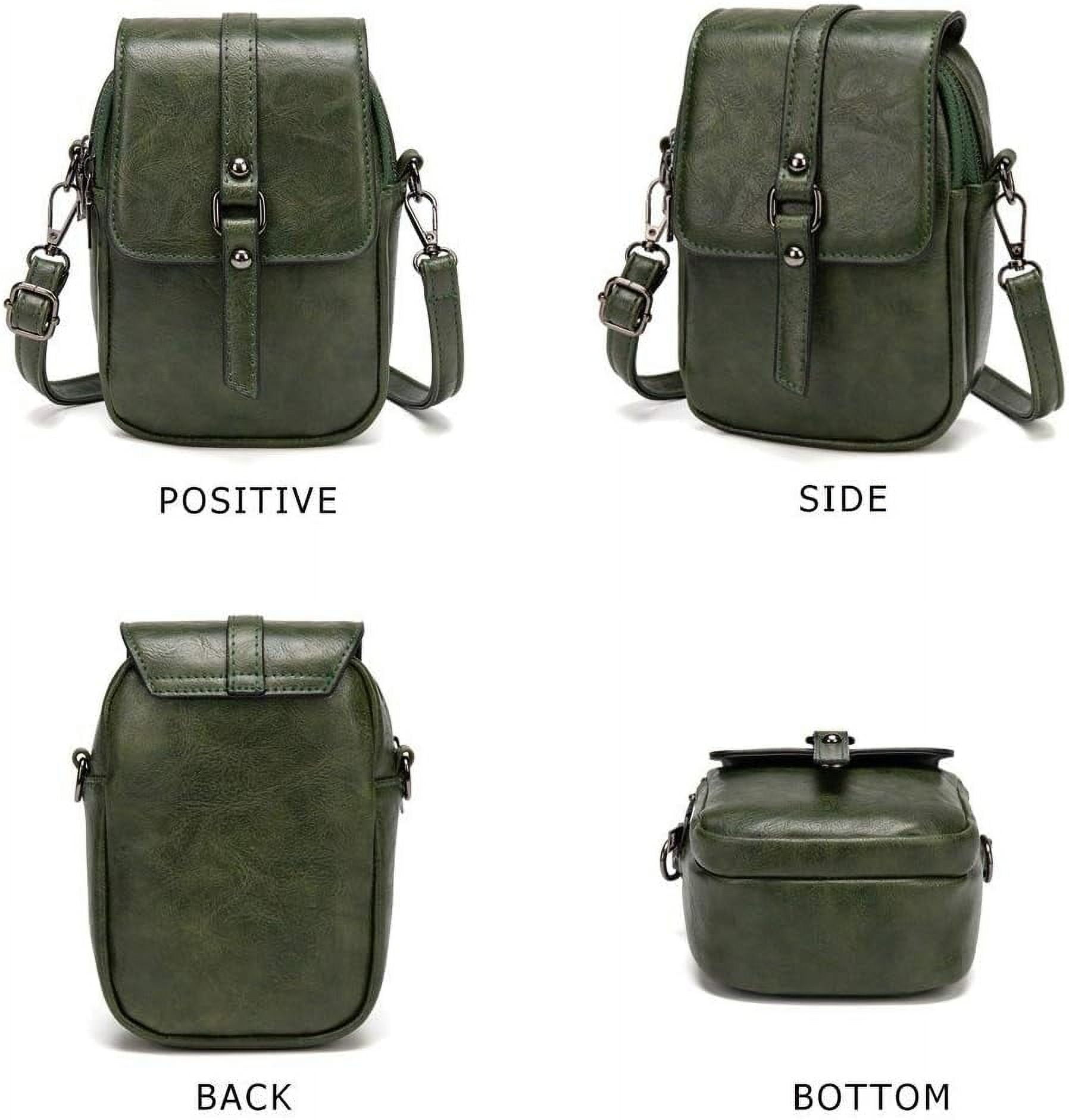 Kwuty Vintage Crossbody Phone Bag for Women, Small PU Leather Shoulder Purse and Handbag with Tassel&Rivet Decoration