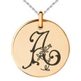 thumbnail image 4 of Stainless Steel Letter A Initial Floral Monogram Engraved Small Medallion Circle Charm Pendant Necklace, 4 of 4