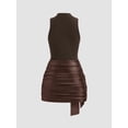 thumbnail image 6 of Women Sleeveless Bodycon Mini Tank Dresses with Ruched Wrap Tie Cover Up Skirts Brown L, 6 of 9