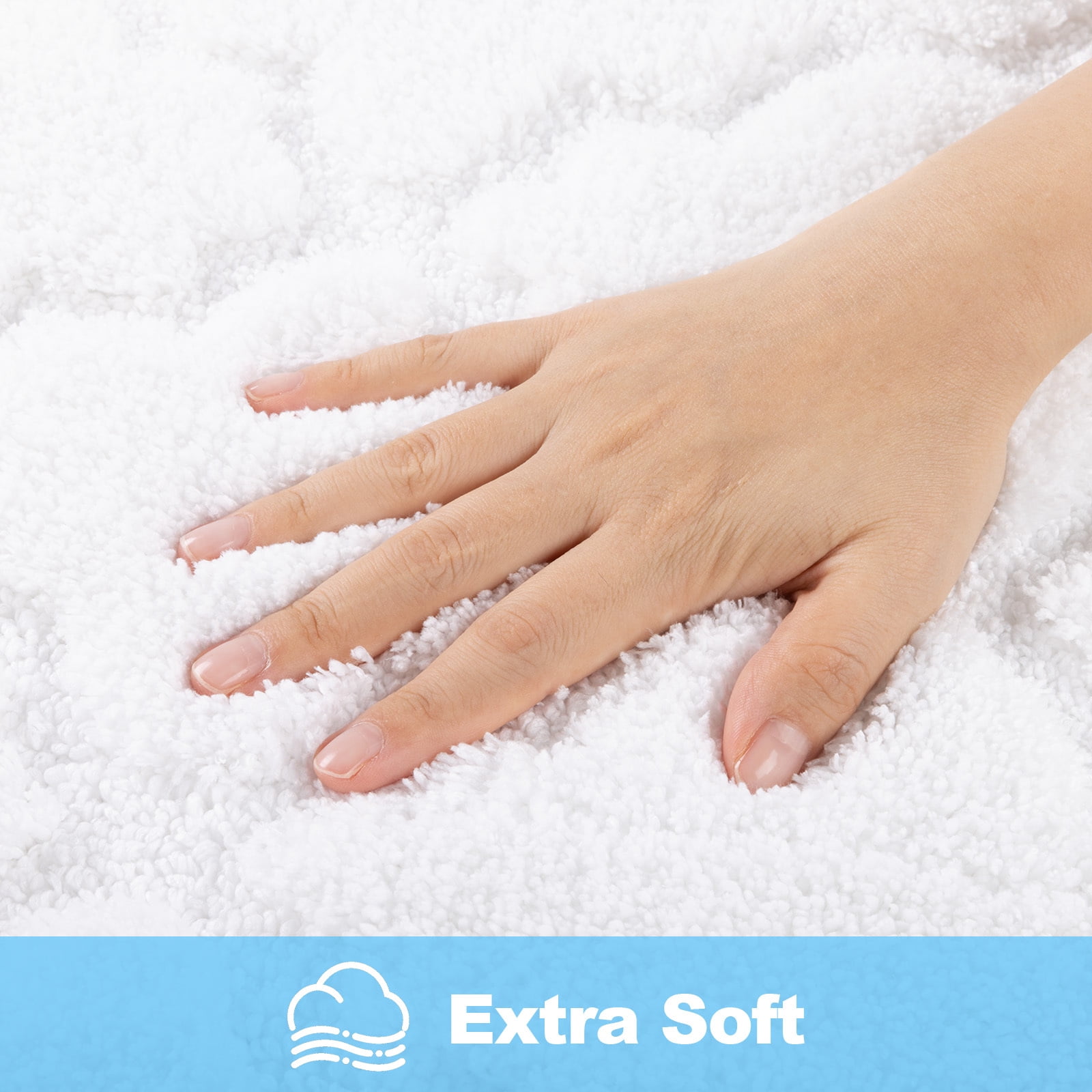 Findosom Bathroom Rugs Sets 3 Pcs,Non Slip Soft Absorbent Microfiber Bath Mats and U-Shaped Contour Toilet Rug,Machine Washable Plush Shaggy Bath Mat Set for Bathroom 18"x26"+18"x48"+U 20"x24" White