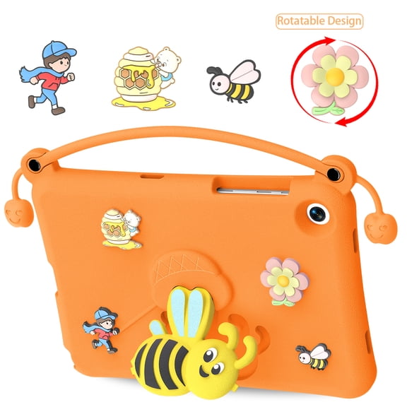 Decase EVA Tablet Case for Samsung Galaxy Tab A11 Plus 11 Inch 2025/A9 Plus 2023,Unique Kids Little Bee Pattern Tablet Case with Handle,Shock-Absorbent Stand Cover for Tab A11 /A9 ,Orange