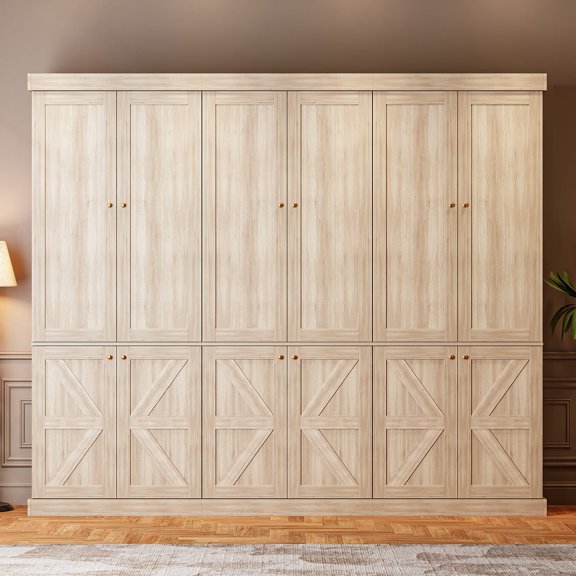 71" Tall Farmhouse Kitchen Pantry Cabinet with Doors,Storage Cabinet with 4-Tier Adjustable Shelves,Wooden Hutch for Home, Kitchen Brown Set of 3