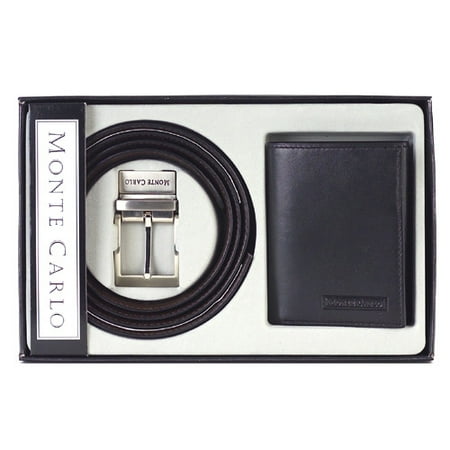 Men's Leather Wallet and Reversible Belt Set
