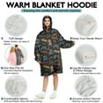 thumbnail image 5 of Wearable Oversized Blanket,Cartoon Controllers Games Icons Black Pattern Wearable Blanket Hoodie for Adults,Cozy Hooded Blankets with Super Pockets,Super Warm Fuzzy Pullover for Women & Men, 5 of 6