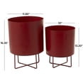 thumbnail image 3 of CosmoLiving by Cosmopolitan 16", 13"H Indoor Outdoor Red Metal Planter (2 Count), 3 of 7