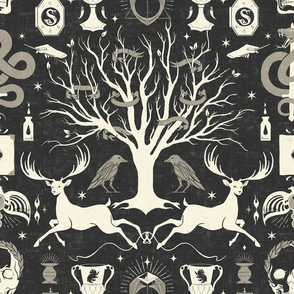 Harry Potter Horcrux Black Damask Peel and Stick Wallpaper by RoomMates, 1 roll