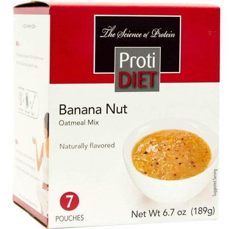 ProtiDiet Oatmeal - Banana Nut - 7/Box - High Protein 15g - Low Calorie - Low