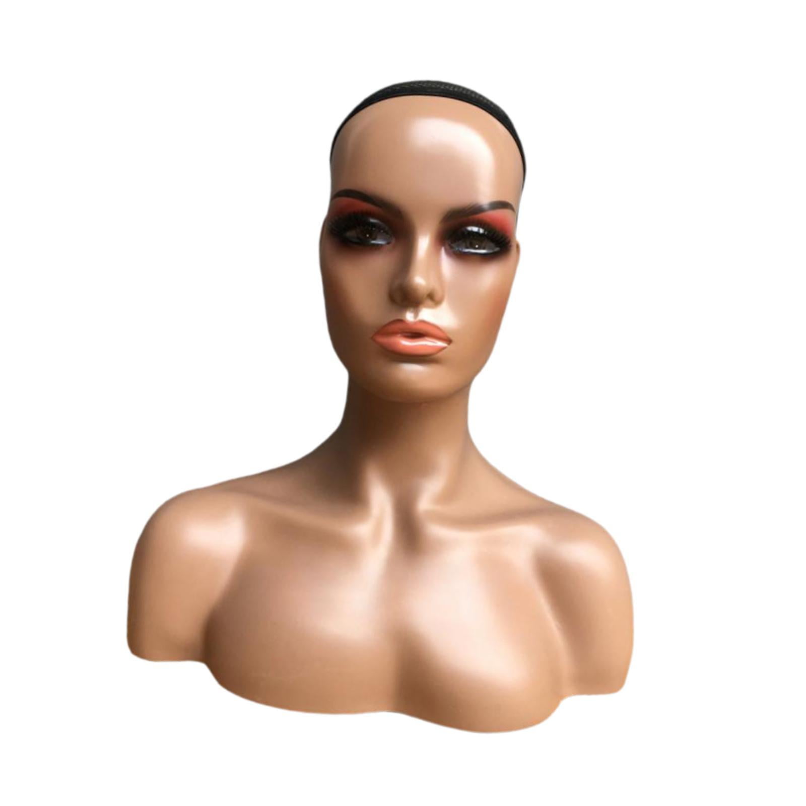Serenable Female Mannequin Head Manikin Head Circumference 53cm Showing Stand Holder for Earrings Display Home