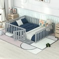 thumbnail image 5 of Bellemave Queen Size Floor Bed with Fence and Door, Wood Montessori Bed Frame, Floor Bed Frame, Slats Not Included (Queen,Gray), 5 of 13