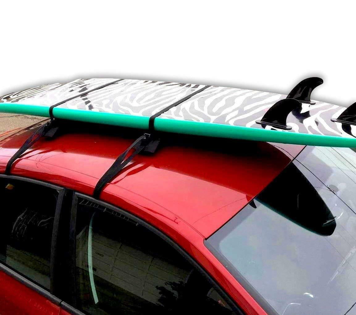 OrionMotorTech Universal Car Soft Roof Rack Luggage Carrier Surfboard Paddleboard Anti-vibration w/Adjustable and Heavy Duty Straps 