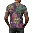 thumbnail image 3 of Resicozy Mardi Gras Shirt for Men Funny Print Pullovers Fashion Casual Crewneck Short Sleeve Shirts Purple Pink M, 3 of 5