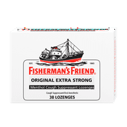 Fishermans Friend Cough Suppressant & Sore Throat Lozenges, Original Extra Strong, Menthol, 38CT