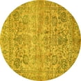 thumbnail image 1 of Ahgly Company Machine Washable Indoor Round Oriental Yellow Traditional Area Rugs, 4' Round, 1 of 4