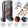 thumbnail image 2 of for Motorola Edge 50 Leather Phone Case Wallet Bag Zipper Pocket, Leaf Floral Fold Flip Cover Kickstand, Magnetic 3-Layers RFID Blocking Card Holder Slot, Hand Lanyard + Shoulder Strap, 2 of 8