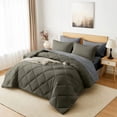 thumbnail image 2 of Flymme 7 Piece Full Size Bed in a Bag Olive Gray Comforter Set with Sheets Modern Quilted Diamond Bedding Sets Complete Full Bed Sets for All Season, 2 of 8