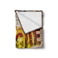 thumbnail image 2 of Rasta Soft Flannel Fleece Throw Blanket, World Map on Plaques Reggae Lettering and Peace, Cozy Plush for Indoor and Outdoor Use, 60" x 80", Pale Brown Orange, by Ambesonne, 2 of 5