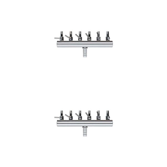 Riwesomey Cortadora de flujo de aire de pecera de acero inoxidable para Hotel, divisor de tubería de oxígeno ajustable, interruptores 6 hoyos 2piezas