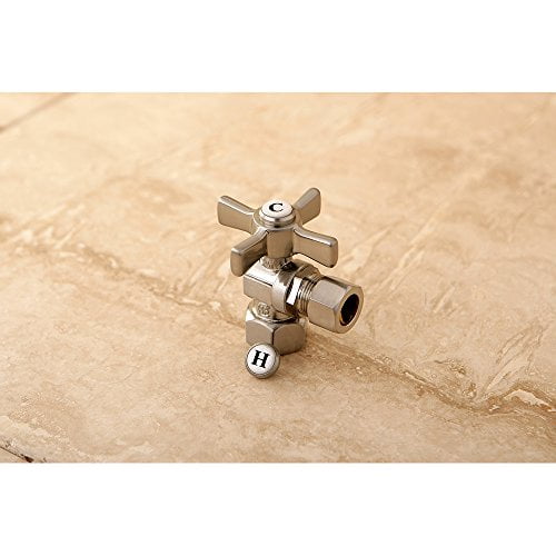 Kingston Brass Millennium 1/2" FIP X 1/2" OD Compression Angle Valve, Satin Nickel