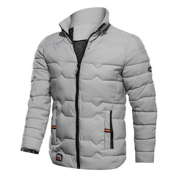 DPTALR Men's Casual Thick Thermal Coat Long Sleeve Stand Collar Solid Color Cotton Coat Zipper Pocket Cotton Coat