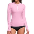 thumbnail image 1 of Charmo Women's Long Sleeve Swim Shirts,Zipper Rash Guard Quick Dry Swimsuit Tops,Athletic Workout Running Tops UPF 50+, 1 of 7