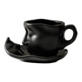 thumbnail image 2 of TISHITA Coffee Cup with Saucer Tea Cup and Saucer Interesting European 100ml Water Glass Teaware Cappuccino Cups Human Face Shape Mug black, 2 of 8