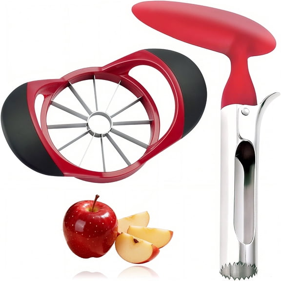 RYLZX Premium Apple Corer and Slicer Tool, Sturdy Apple Core Remover with Upgraded Cutter & Reinforced Thicker Blade, Stainless Steel Kitchen Fruit Gadget-(Red)