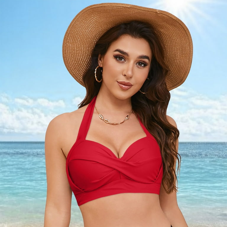 alcepopk Bikini Tops for Women Triangle Bikini Top Ribbed Push up