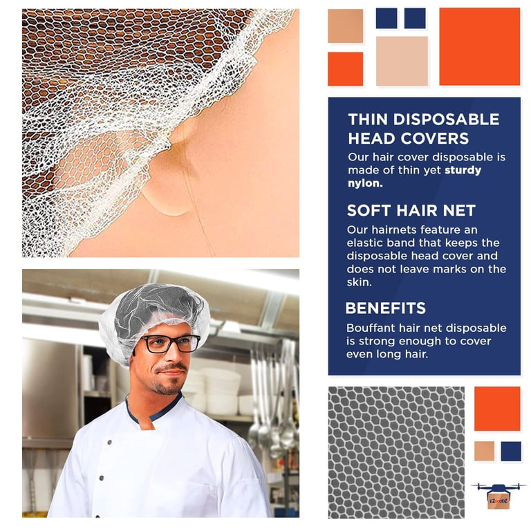 25 Pack Disposable Hair Net Bouffant Caps – Non-Woven Kitchen & Salon Head Covers