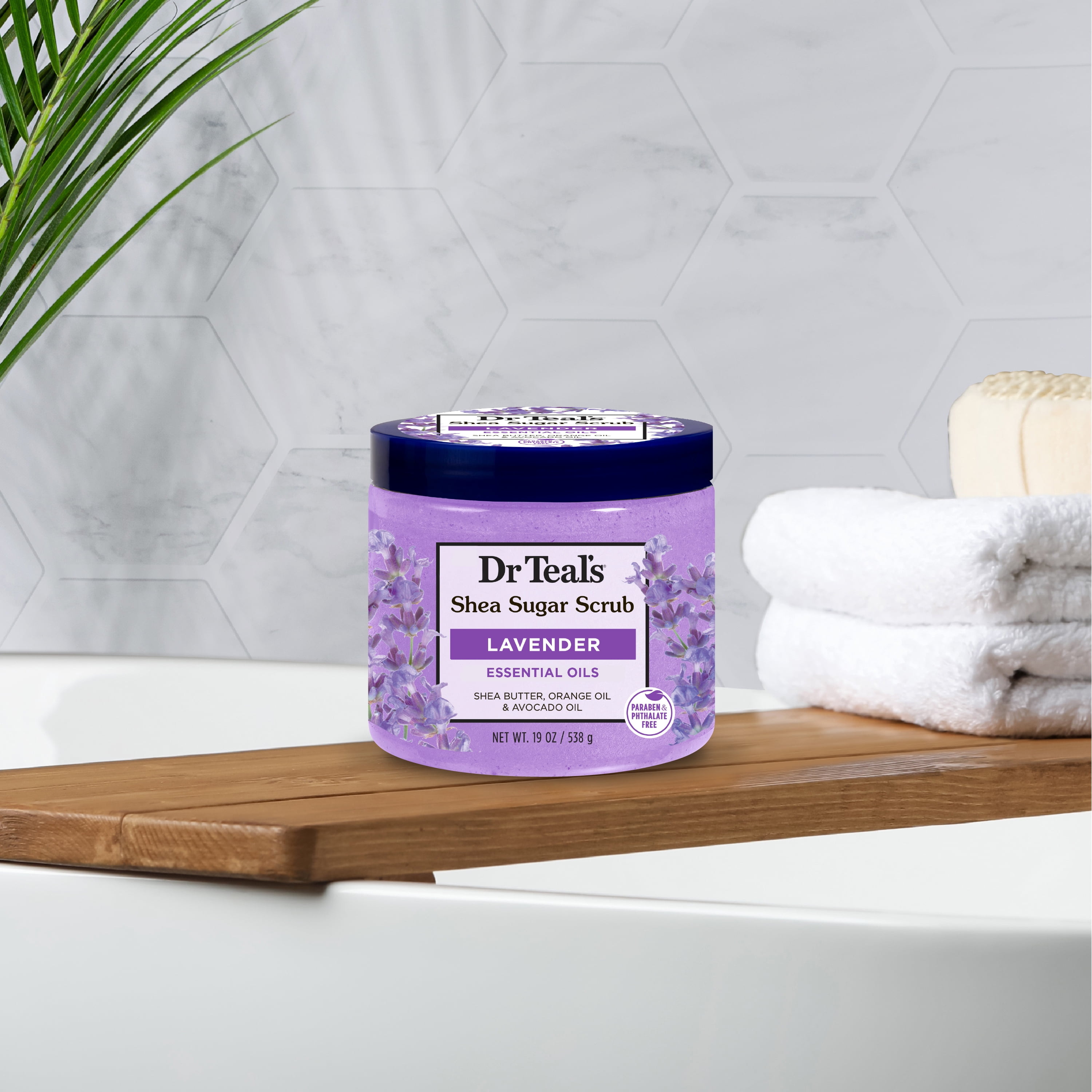 Dr Teal's Shea Sugar Body Scrub with Lavender Essential Oils, 19 oz
