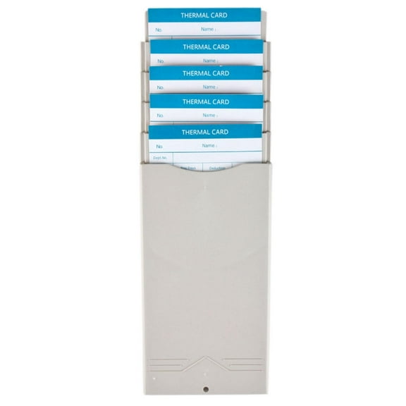 Time Card Rack 5 Pocket Slots Wall Mounted Expandable Stacking Holder Compatible with 7" inch Cards Pyramid Series 2000 6000 Attendance Payroll Recorder for Office Punch In Clock Out (Beige)