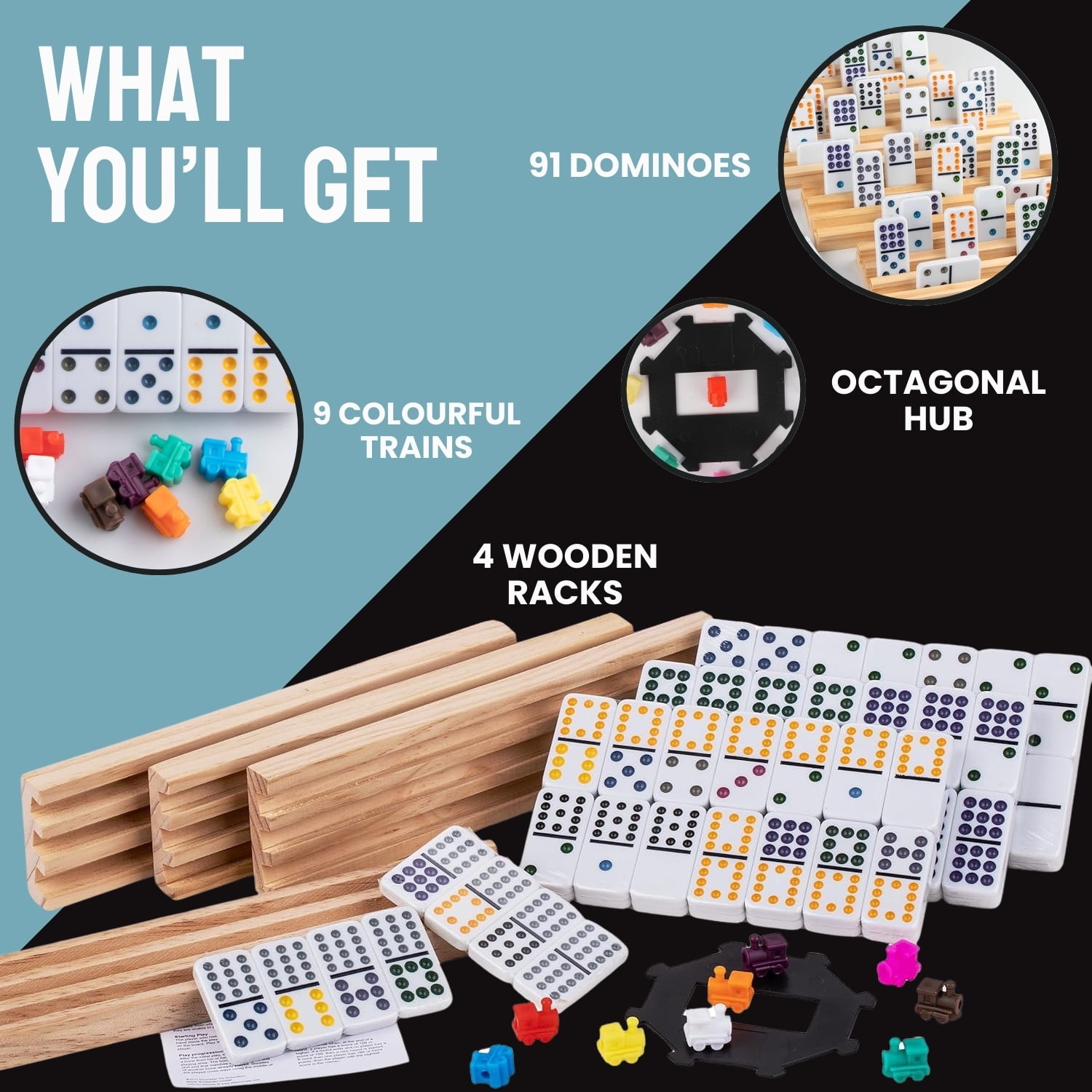 Tradeopia Mexican Train Dominoes Set Double 12 With 91 Tiles