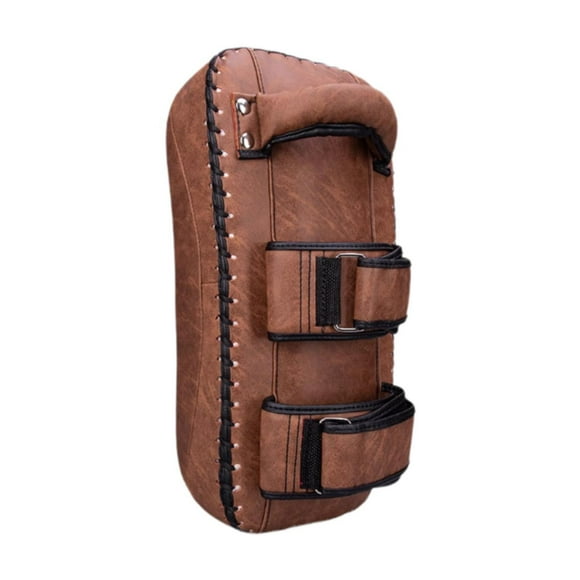Almohadilla de patada curva para boxeo, almohadilla de golpeo, correas ajustables, accesorios acolchados, almohadilla de entrenamiento para Muay Thai, Marrón