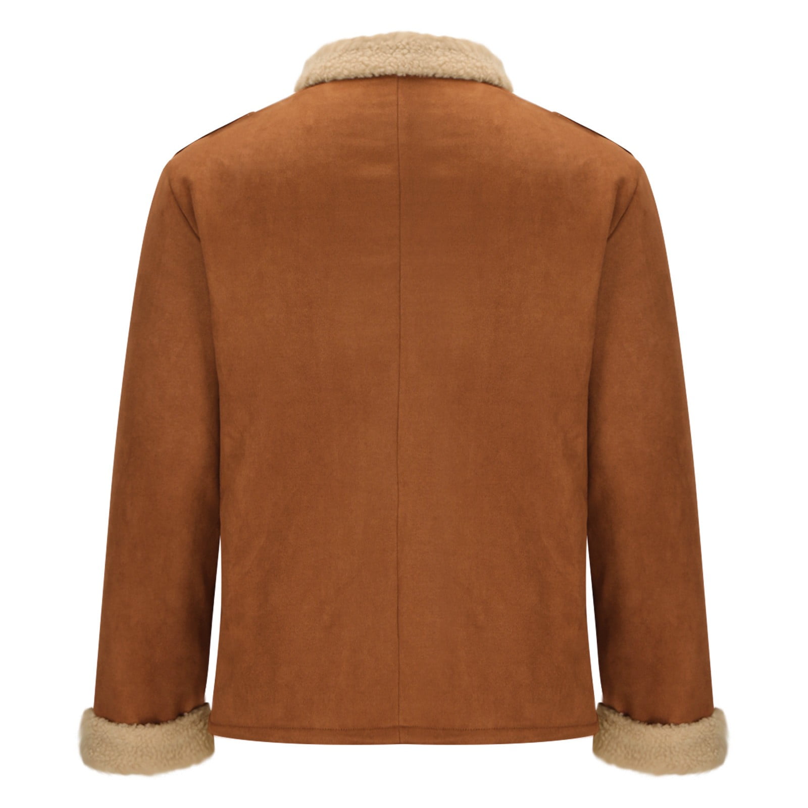YLSDY Mens Shearling Bomber Suede Jacket Winter Warm Faux Leather Suede Jackets Vintage Sherpa Lined Fleece Overcoats Brown XXXXL