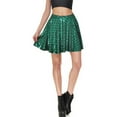 thumbnail image 4 of SWSMCLT Women's Fish Scale Outfits Billowy Skirt Above Knee Bunched Elastic Band Halloween Comfy Cool Casual Mermaid Green 16, 4 of 5