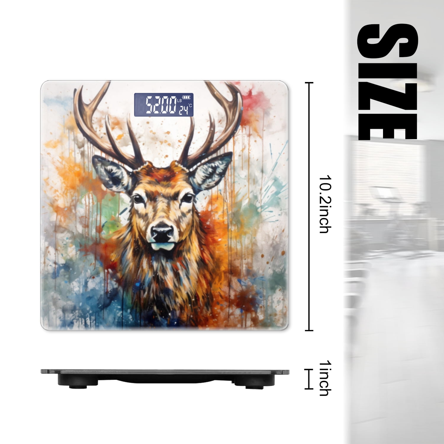Bathroom Scale, Highly Accurate Digital Body Scale,Precisely Measures Weight up to 400 lbs-Deer With Large Antlers And Set Against White Background