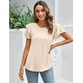 thumbnail image 5 of Women Dressy Casual Tops Business Work Blouses Summer Shirts Short Sleeve Crew Neck Outfits, 5 of 7