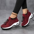 thumbnail image 3 of Tennis Shoes Womens Fashion Knitted Platform Sneakers Arch Support Orthopedic Walking Shoes Slip on Antislip Workout Athletic Shoes Red Size 7, 3 of 6