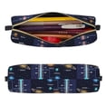 thumbnail image 2 of Rateoe Solar System Print Leather Pencil Case with Smooth Zipper, Compact Storage for Writing Tools & Art Supplies, 8.26" x 1.96" x 2.16", 2 of 7