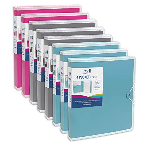 DocIt 4 Pocket Binder, Multi Pocket Folder and 1inch 3 Ring Binder