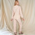 thumbnail image 5 of Women's Floral Print Button-Up Long Sleeve Pajama Set with Ruffle Details - Small, Light Beige, 5 of 7