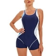 thumbnail image 7 of Zaldita Womens One Piece Swimsuit Beach Swimwear Surfing Bathing Suit Racerback Tank Swim Trunks Navy Blue L, 7 of 7