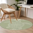 thumbnail image 5 of Turtle Green Large Area Rugs for Bedroom Living Room, Soft Non Slip Carpet Bedside Rug, Coastal Ocean Boho Flower Retro Mottled Round Floor Cover Kitchen Accent Rug 3.3' for Dining Room/Office, 5 of 9