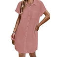 thumbnail image 2 of Vestido de verano Zeagoo 2025 de lino y algodón con cuello en V rosa para mujer, 2 of 6