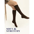 thumbnail image 3 of HUGH UGOLI Women Cotton Knee High Socks, Long Dress School Uniform Socks for Girls, Soft & Lightweight Boot Socks, Shoe Size: 5-8, Brown, 4 Pairs, 3 of 5