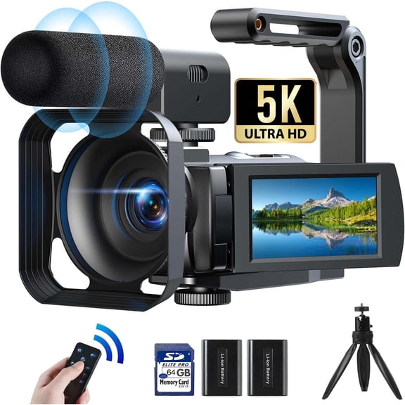 ✅Video Camera Camcorder 5K 56MP Vlogging Camera YouTube Night Vision w/ 64G Card