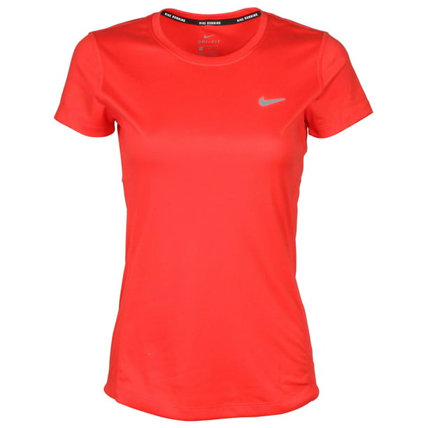 Nike Women's Dri-Fit Short Miler Running Top-Bright Crimson - Walmart.com