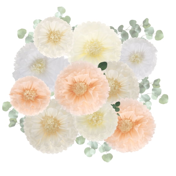 Austok 10Pcs Paper Flower Decoration 17.7" 11.8" Tissue Paper Flower Multi Color Wall Flowers for Party Birthday Wedding Baby Shower Nursery Room Backdrop Home Decor Ornaments