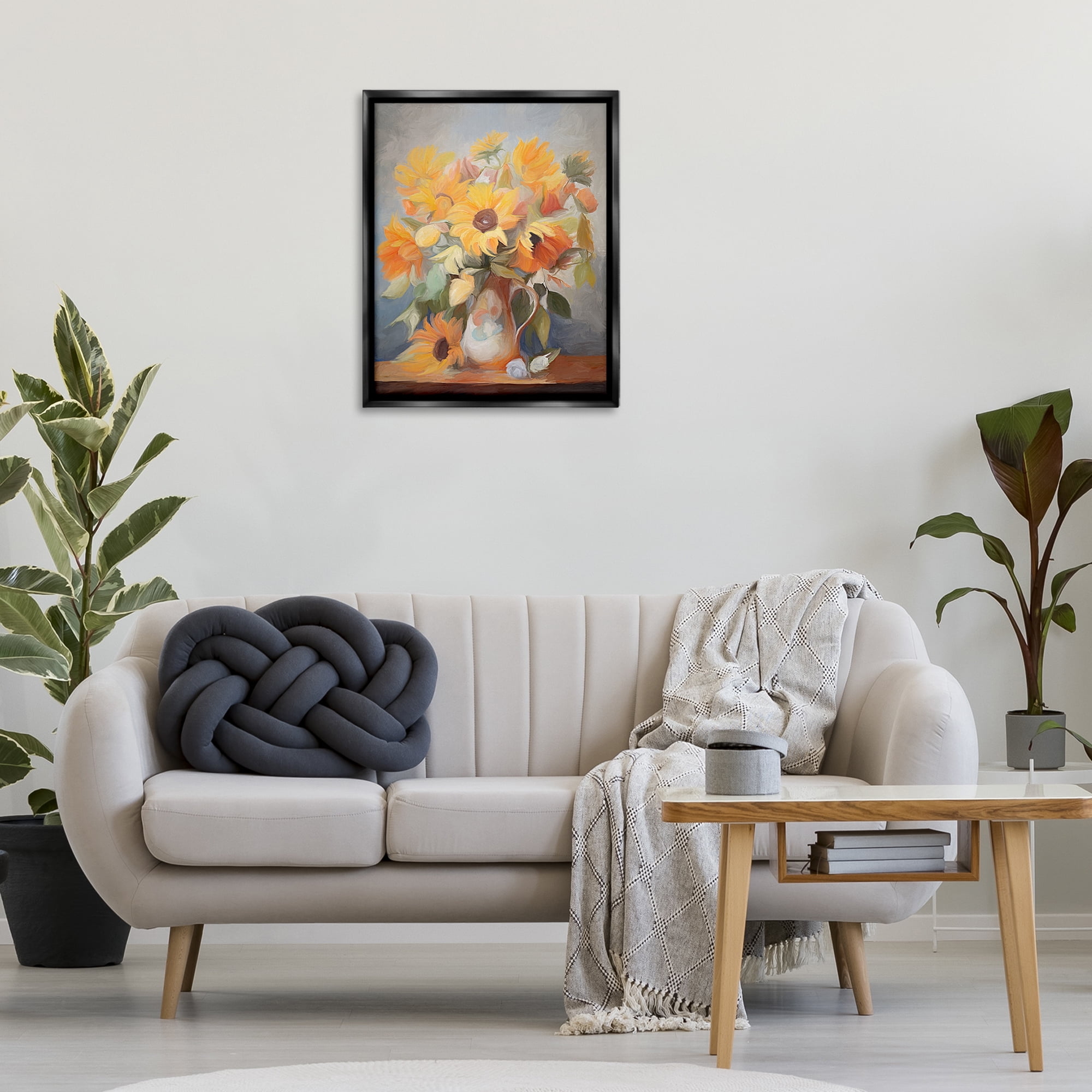 Stupell Industries Bright Sunflower Medley Botanical & Floral Painting Black Floater Framed Art Print Wall Art, 25 x 31