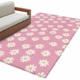 thumbnail image 2 of 3'x5' Area Rugs, White Pink Daisy Indoor Outdoor Area Rug for Living Room Bedroom, Spring Summer Floral Farmhouse Washable Bathroom Rugs Kitchen Floor Carpet Mats Home Decor Aesthetic, 2 of 8
